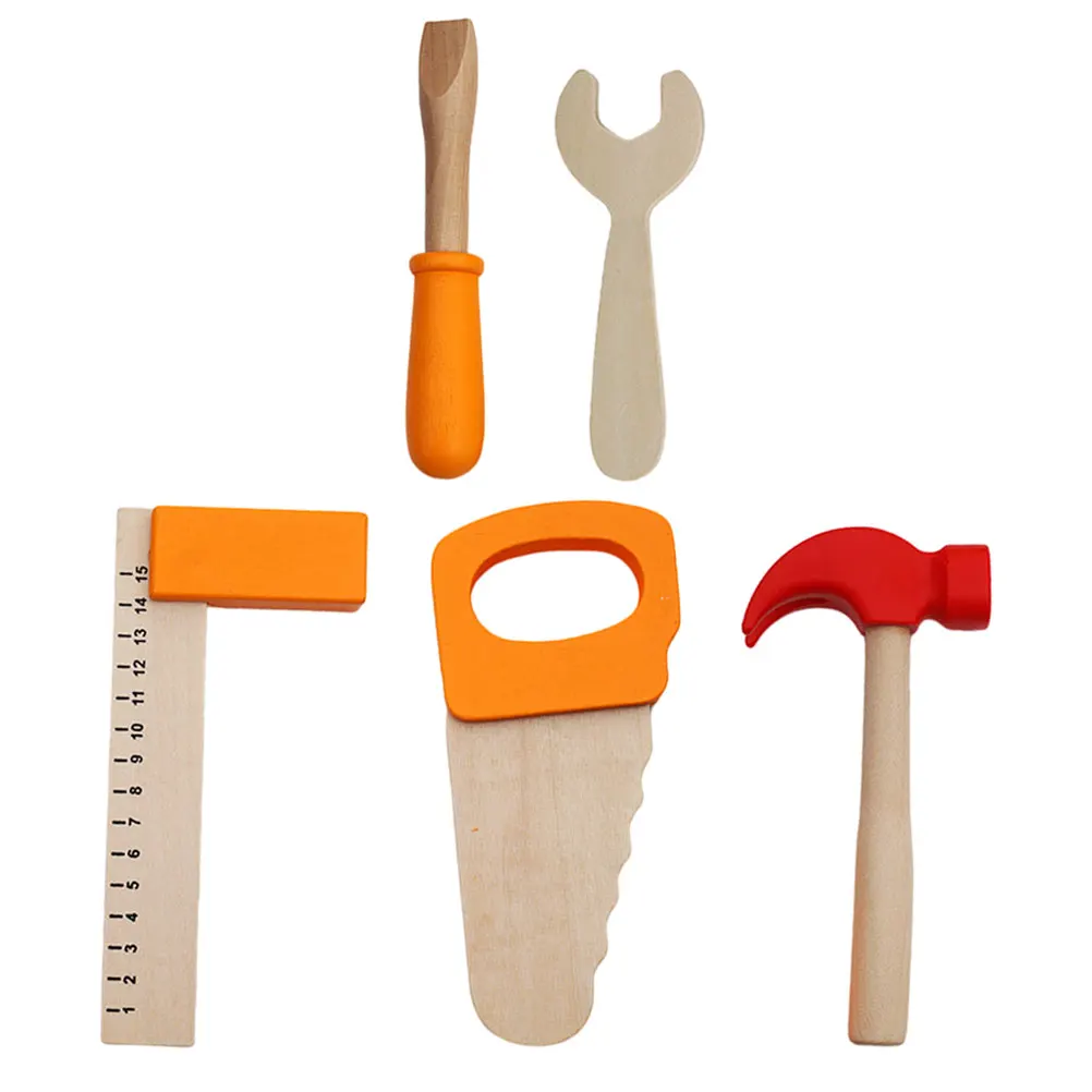 

1 Set Of Kids Wooden Tool Set Early Intelligence Toddler Tool Plaything Simulated Screw Driver Wrench Pretend Repair Disassemble