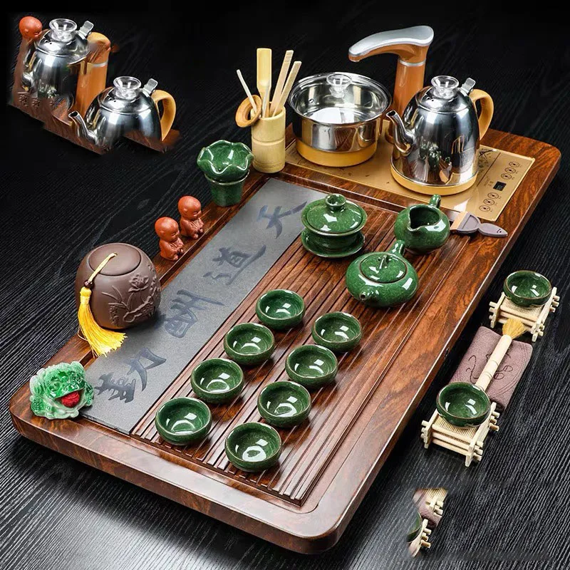 Irregular Tableware Tea Tray Ceremony Accessories Wooden Office Valet Magnetic Tea Tray Drainage Snack Bandeja Madera Teaware 2