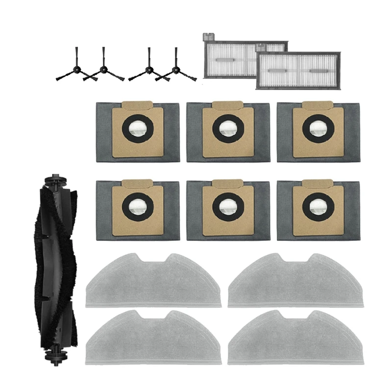 A44F-17 Pcs For Eufy X8 Pro / X8 Pro SES Robot Vacuum Cleaner Parts Replacement Main Side Brush Filter Rag Dust Bag