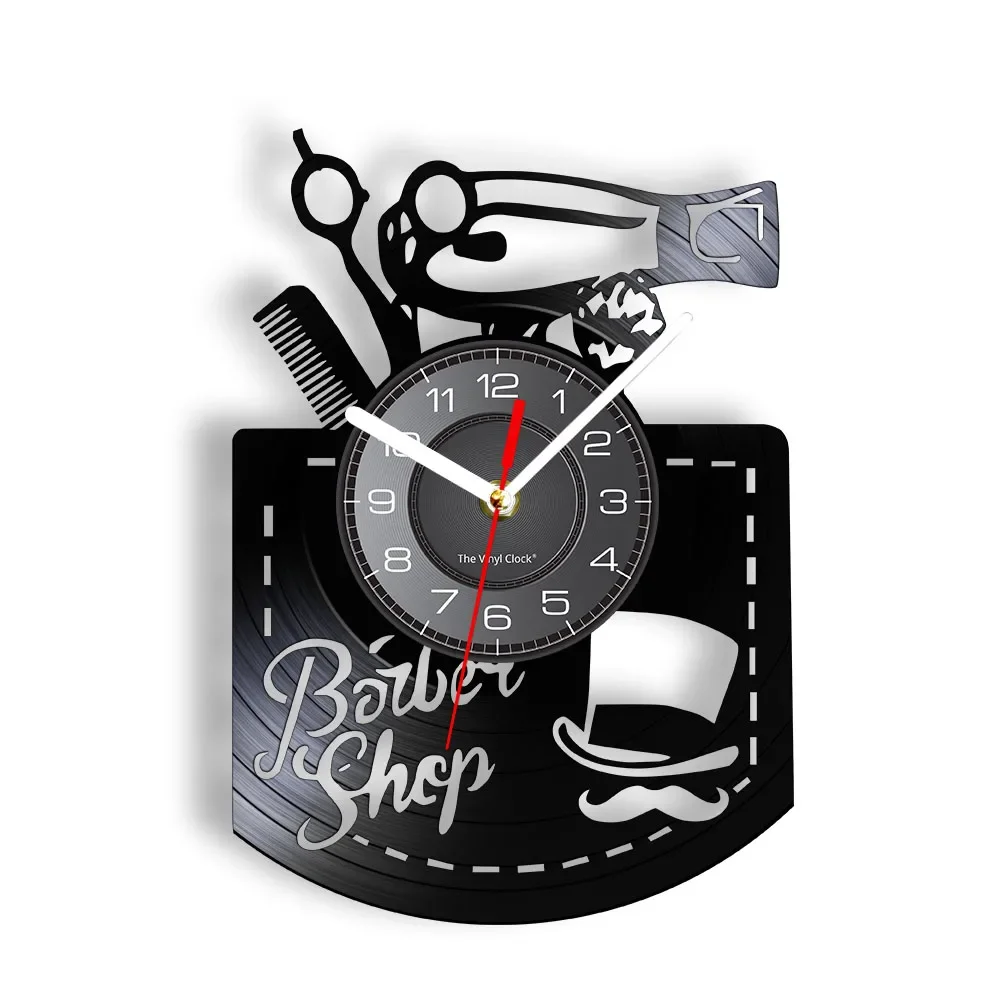 جديد صالون حلاقة الشعر الفينيل سجل ساعة الحائط الإبداعية ثلاثية الأبعاد DIY بها بنفسك ساعة الحائط الحديثة تصميم فاخر الكوارتز ساعات الحائط ديكور المنزل