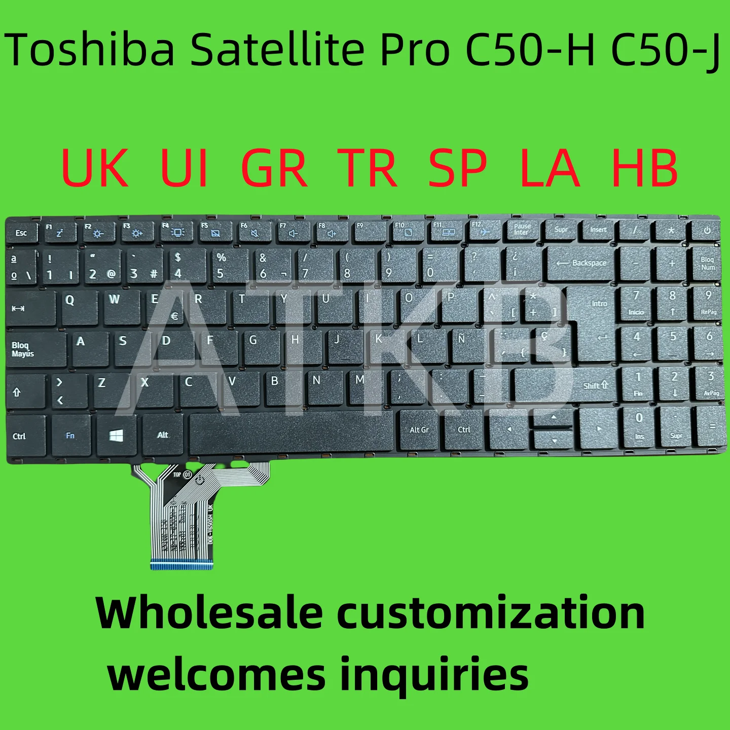 المملكة المتحدة FR SP لوحة مفاتيح الكمبيوتر المحمول ل Dynabook ل الأقمار الصناعية برو C50-J C50-E C50-G C50D-B C50-H المملكة المتحدة الفرنسية الإسبانية أسود جديد