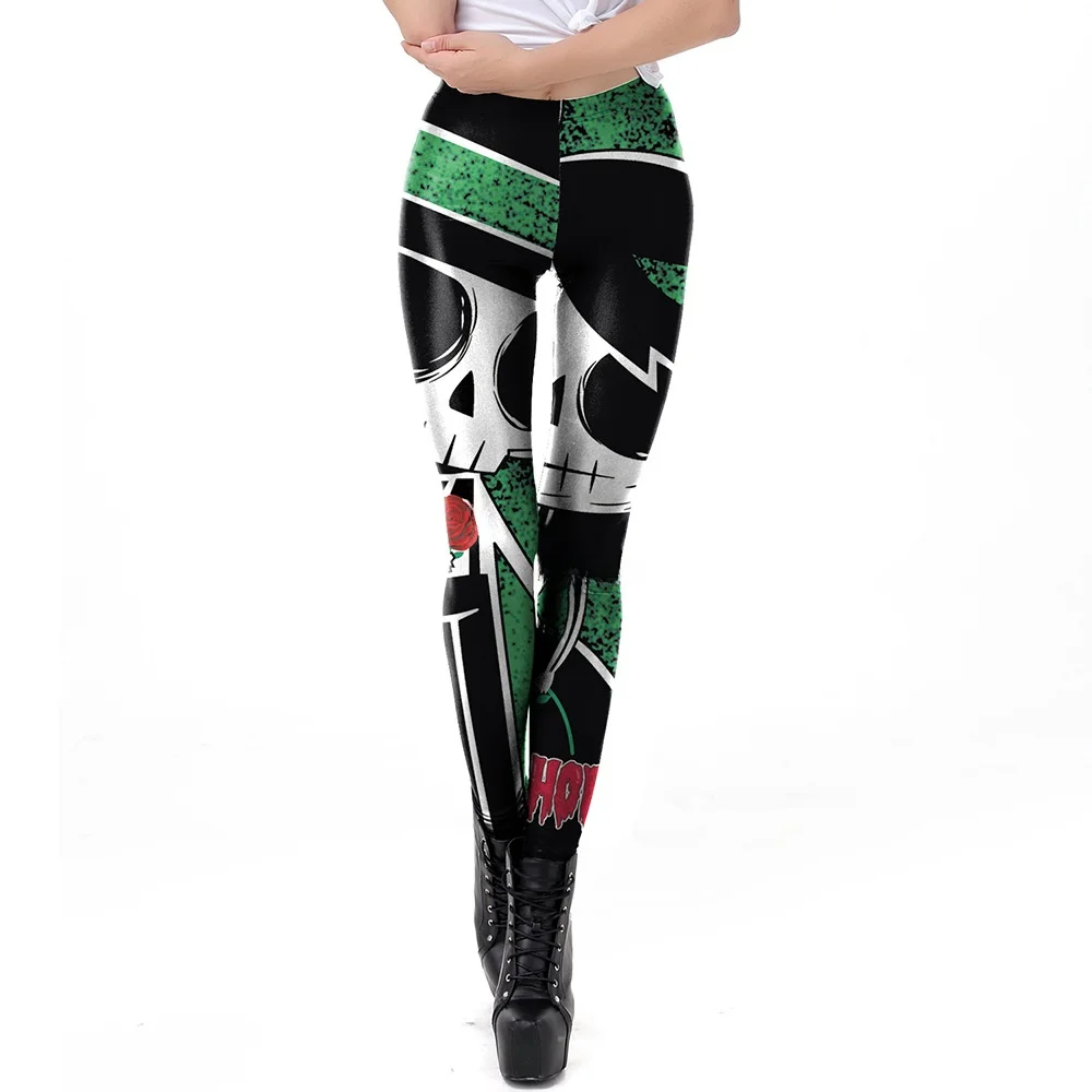 الطباعة الرقمية loween اليقطين نمط طماق ضيق صالح قاعدة مرنة طبقة السراويل النسائية Faion بعقب رفع السراويل الطويلة