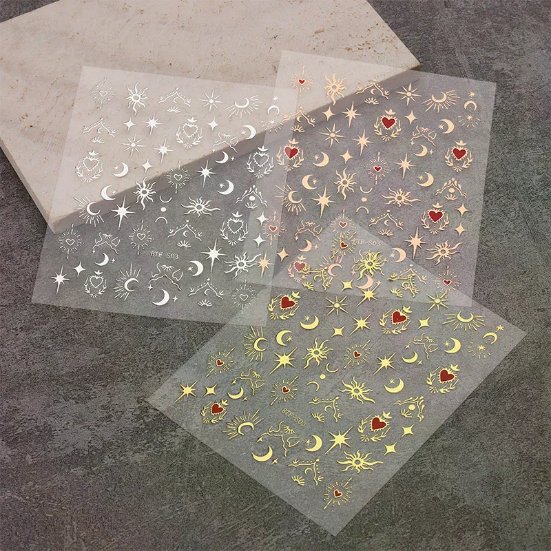 3D Heart Stickers For Nails Valentines Day Decorations Butterfly Manicure Decals