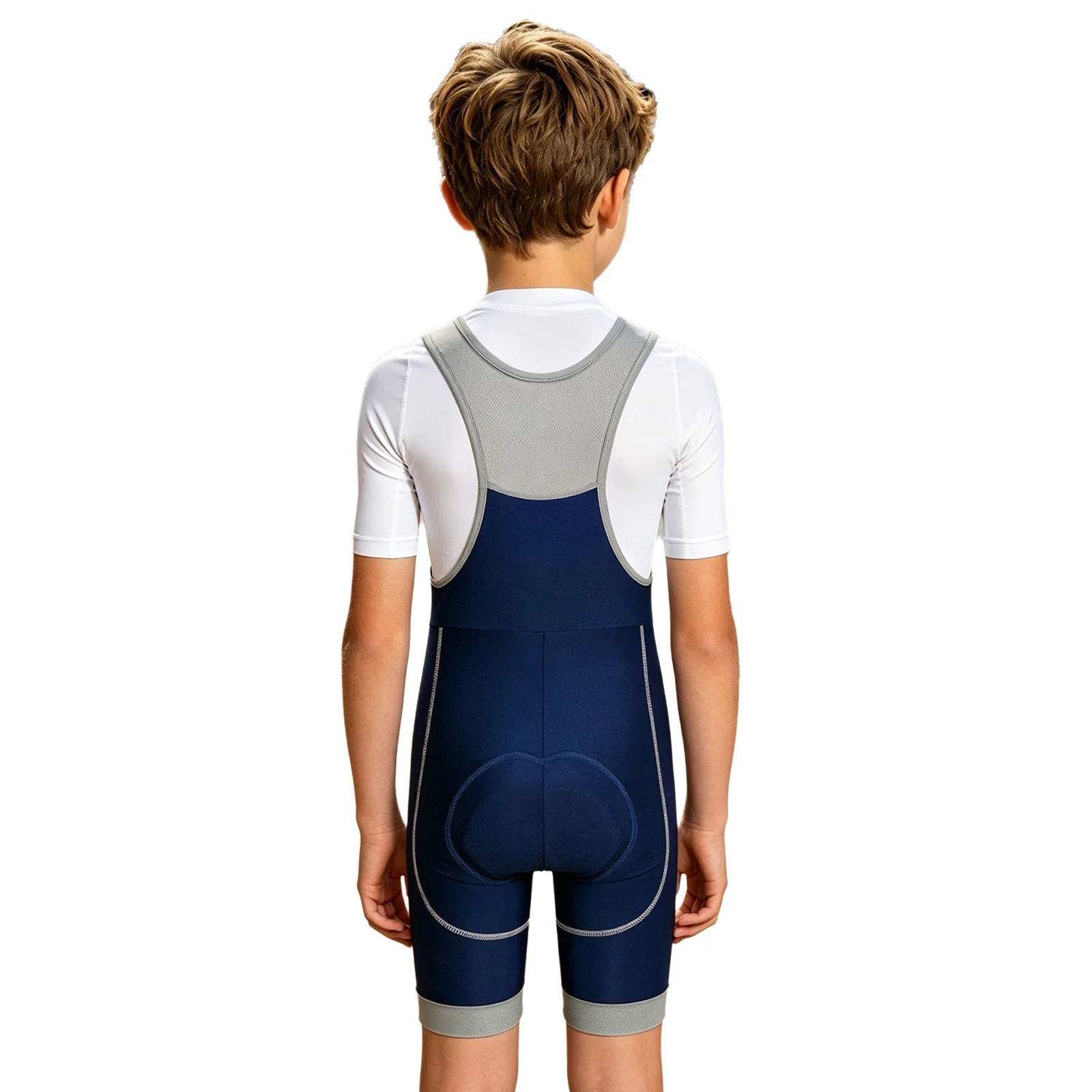 Unisex Kids Sleeveless Padded Leotard Deep U Neck Color Block Bodysuit Thigh Length Cycling Jumpsuit