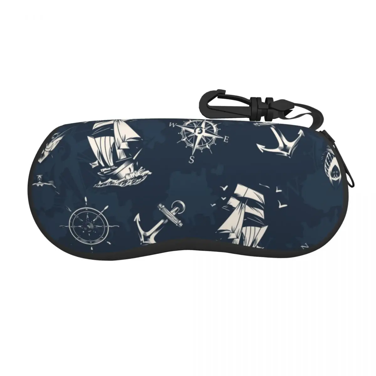 

Custom Vintage Nautical Symbol Shell Glasses Case Unisex Fashion Sailor Anchor Compass Eyeglasses Case Sunglasses Protector Box