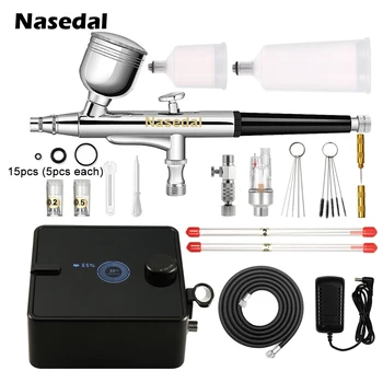 Nasedal Airbrush Compressor Kit New LED 36PSI Air Compressor 0.3mm Air Brush for Model…