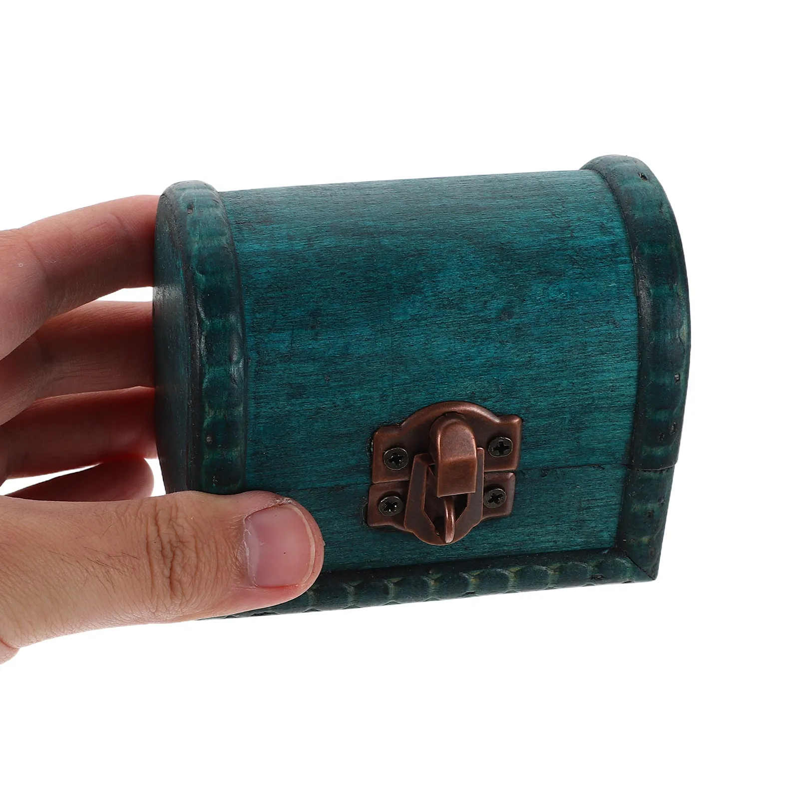 Vintage Wood Keepsake Case Rustic Jewelry Box Lockable Treasure Chest Trinket Organizer Rings Holder Travel Earring
