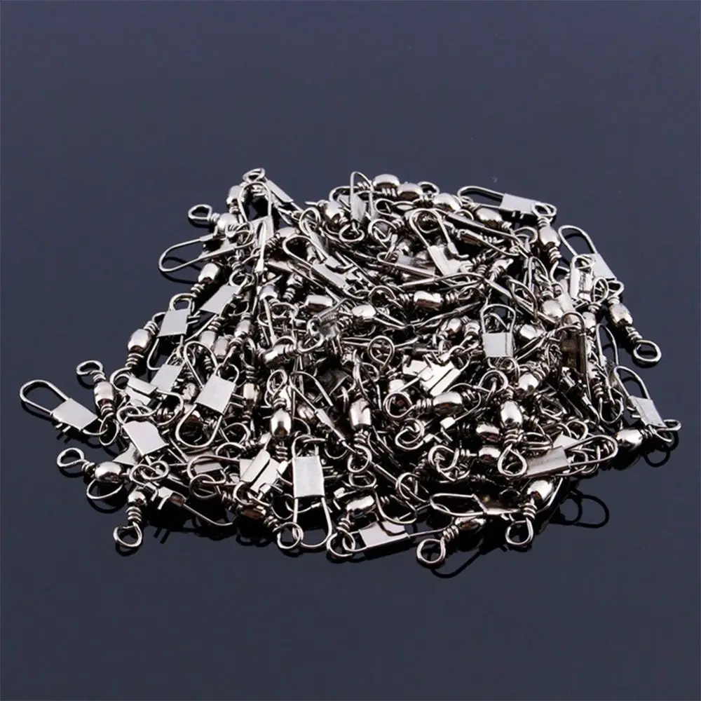 100Pcs/Lot Fish Tackle Accessories 30mm Ball Barrel Swivel Pin Link Solid Rings with Interlock Snap Fishing Connector