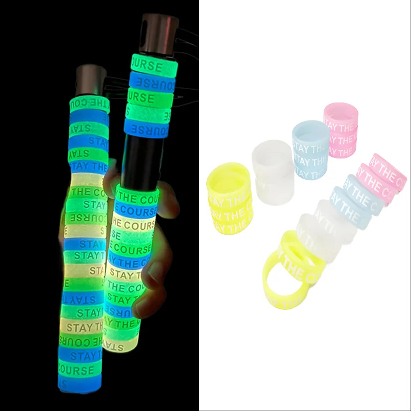 10pcs Fishing Rod Silicone Handle Band Anti Slip O-shaped Ring Handle Luminous Band Finger Glow in The Dark Elasticity Fix Ring