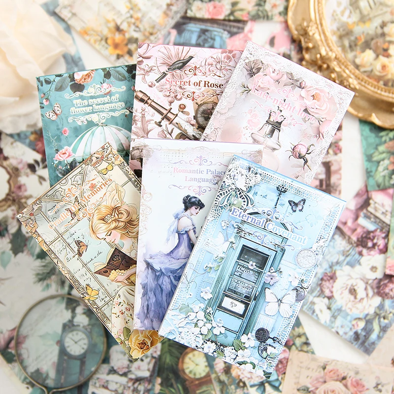 50 pcs Dream Waltz Series Vintage Flower Character Landscaping Collage Material Paper Creative DIY Junk Journal Stationery