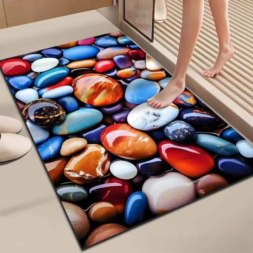 

3D-стерео коврик для ванной из силиконового материала с эффектом гальки, впитывающий, нескользящий, для кухни, прихожей, декоративный, для дома
