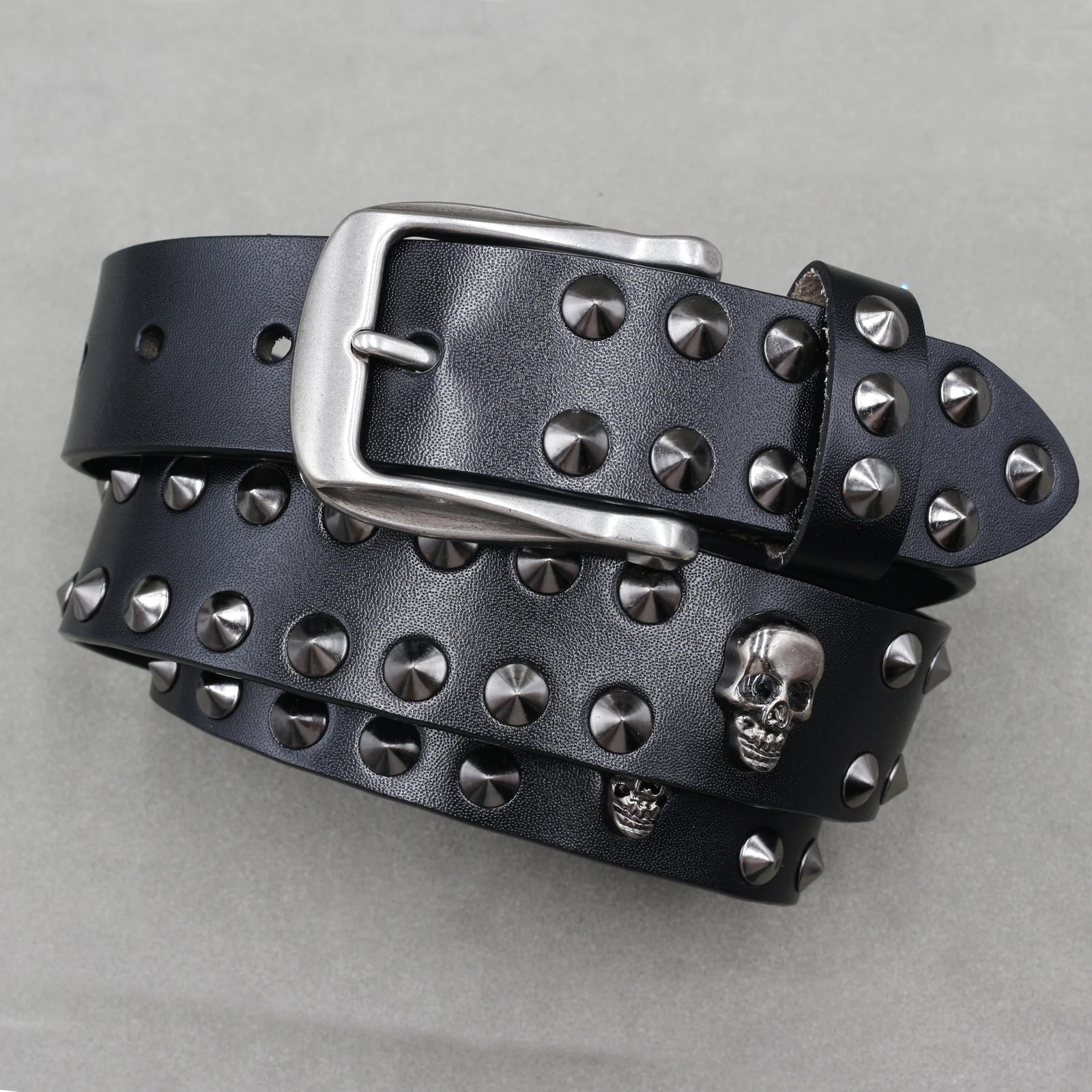Heavy Metal Punk Belt Genuine Leather Hip Hop Belts For Men 
