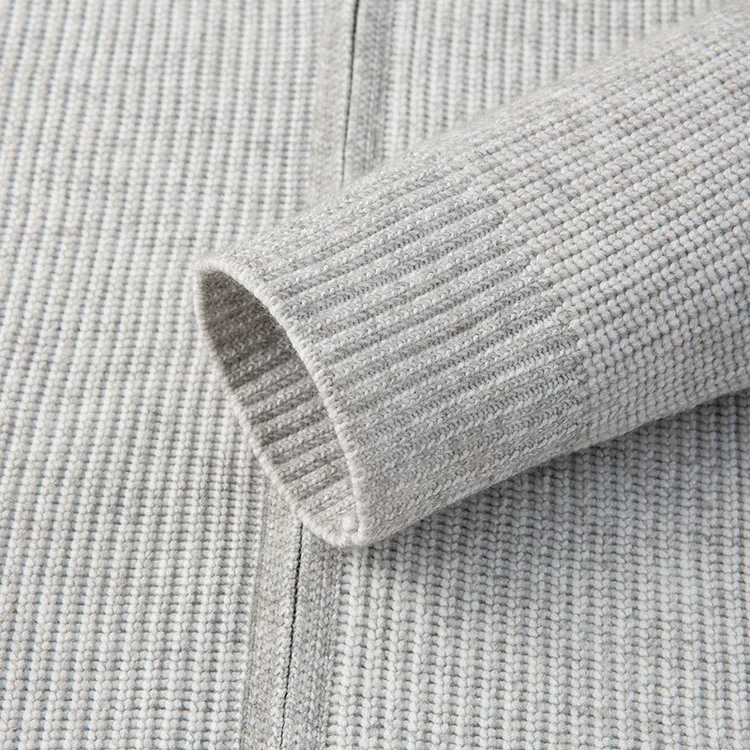 Herren-Strickjacke mit Kapuze und Reißverschluss, lässiger, locker geschnittener Pullover im Old-Money-Stil – Detail 5
