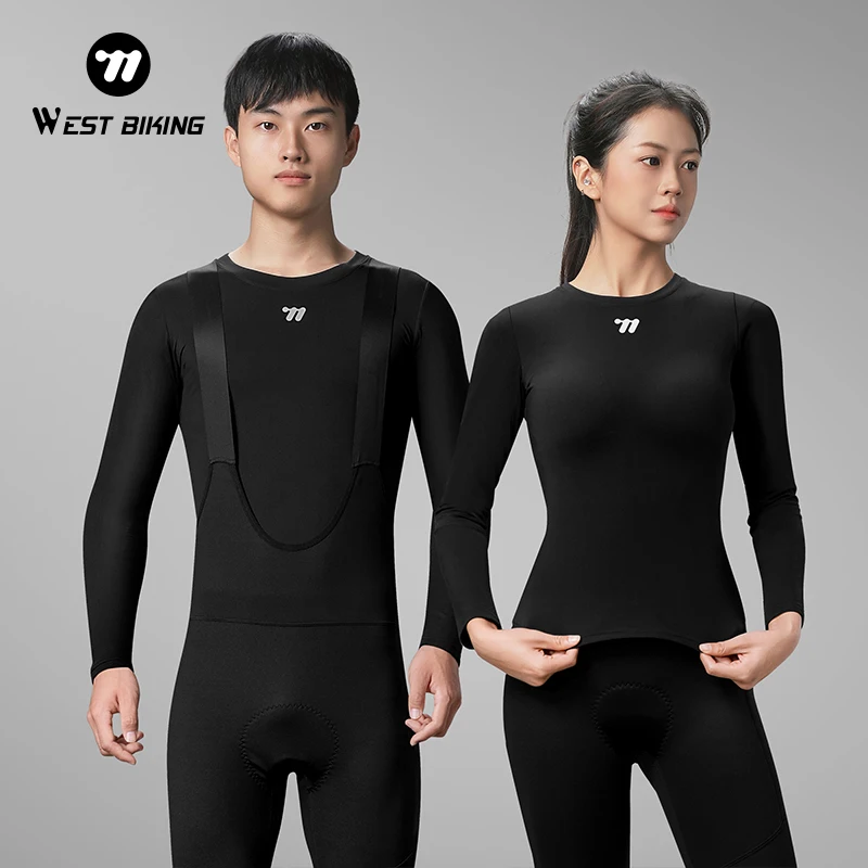 

WEST BIKING Men Women Underwear Shirt Autumn Winter Fleece Warm Underwear High Elastic Comfortable Bike Clothing Sport Gear