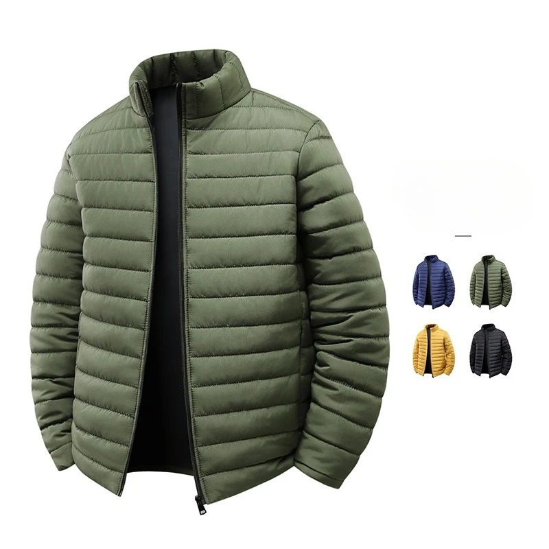 

Winter New Lightweight Cotton Padded Jacket Men Stand Collar Parkas Warm Solid Color Daily Versatile Business Male Casual Coat
