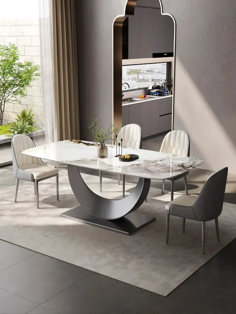 

dining table and chair combination modern simple light luxury supercrystalline stone rock slab dining table householdrectangular