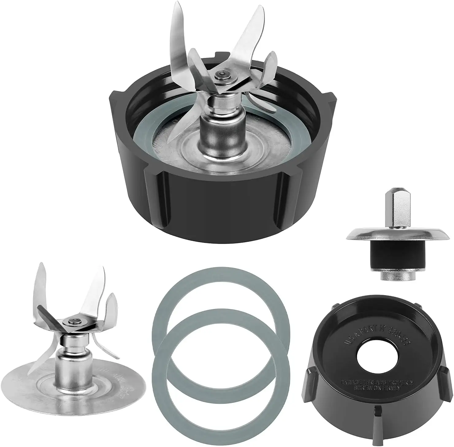 

6 Point Fusion Blade 4980 & 4902 Blender Jar Bottom & 2 Pieces Rubber Seal Gasket & Coupling Stud Slinger Pin Kit Replacement