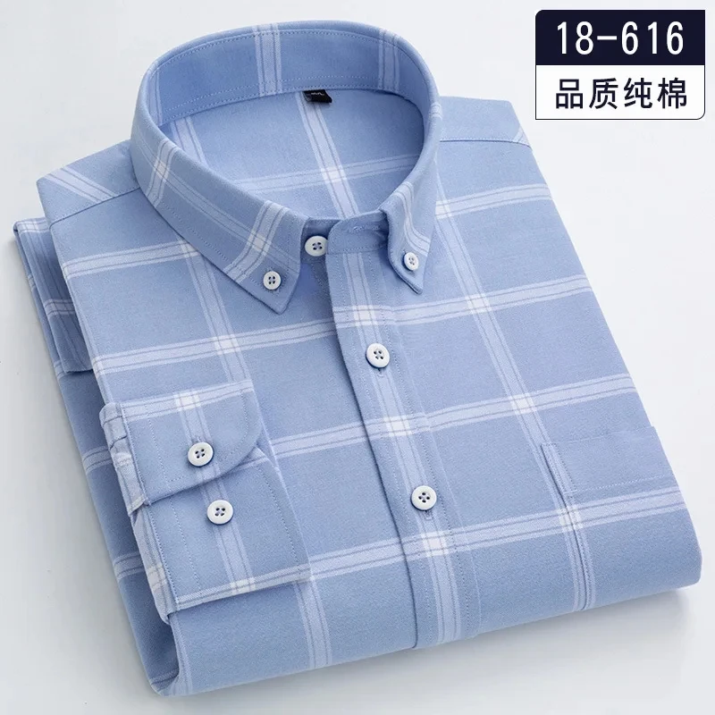 Oversized Shirt Striped / Plaid Shirt Pure Color 8XL 7XL Longsleeve Shirt for Men Shirts 100% Cotton Oxford Business Men Shirt