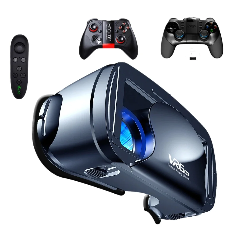 

VRG Pro VR Glasses Virtual Reality Headset Devices Viar 3D Helmet Goggles Lenses Smart For Smartphone Cell Phone With Controller