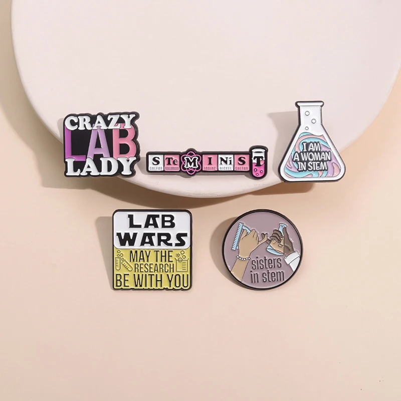 Lab Wars May The Research Be With You Science Enamel Pin Crazy Lab Lady Element Symbol Metal Brooches Lapel Badge Jewelry Gift