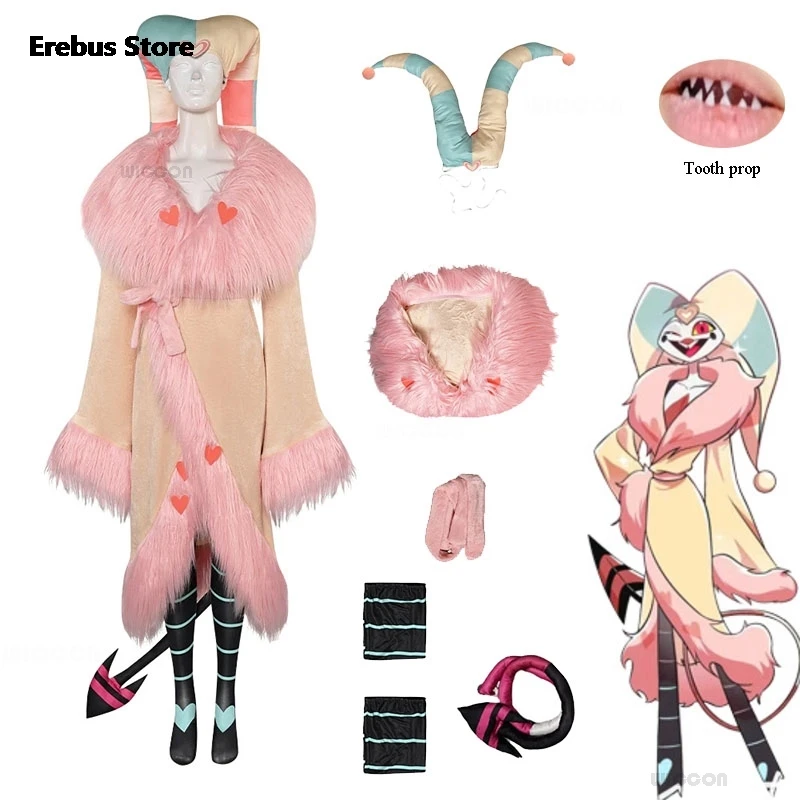 

Helluva S2 Fizzarolli пижама ночная рубашка Косплей Костюм Одежда Костюм демон зуб Хэллоуин фантазия унисекс сексуальный наряд