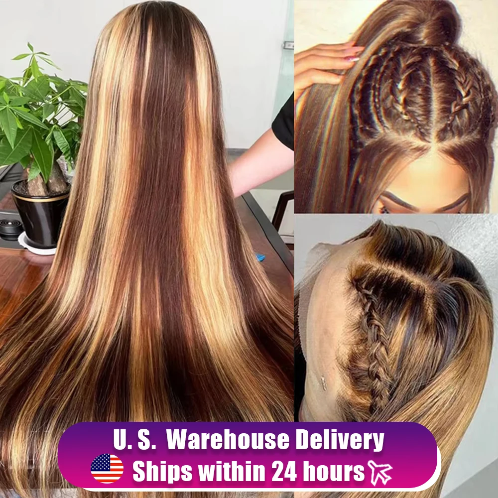 

220% Highlight 13x6 Hd 360 Full Straight Lace Front Colored Human Hair Wig Blonde PrePlucked Brazilian 40 Inch Lace Frontal Wig