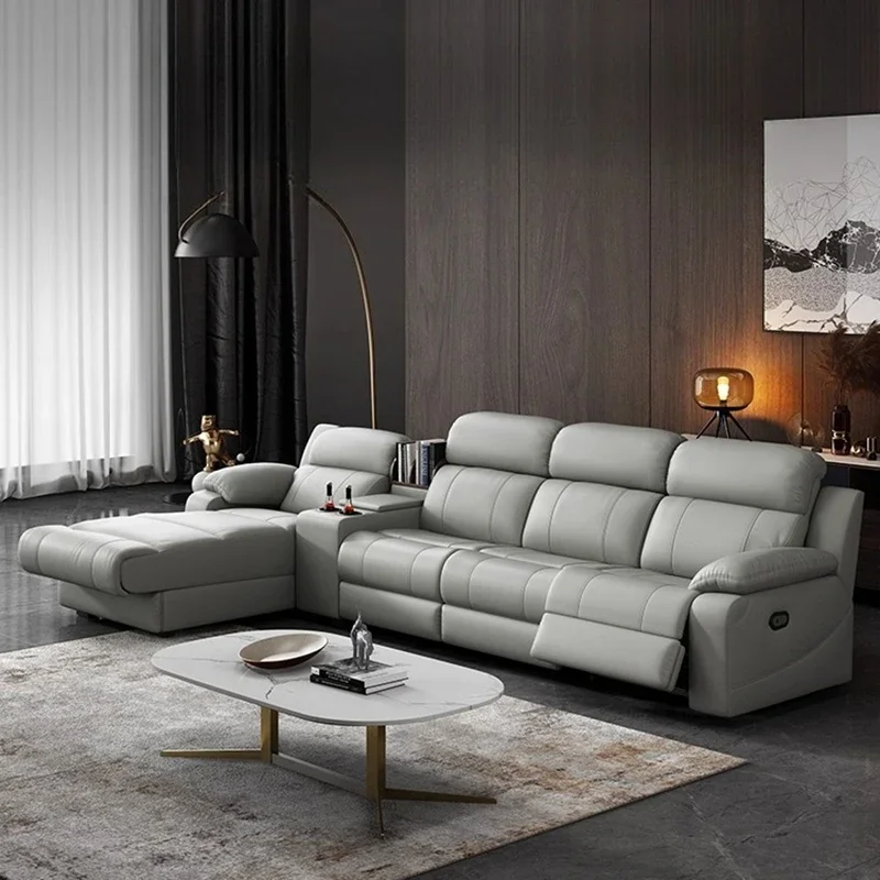 Italian Apartment Sofas Luxury Genuine Leather Convertible Straight Sofas Comfortable Elegant Armoires De Chambre Furniture