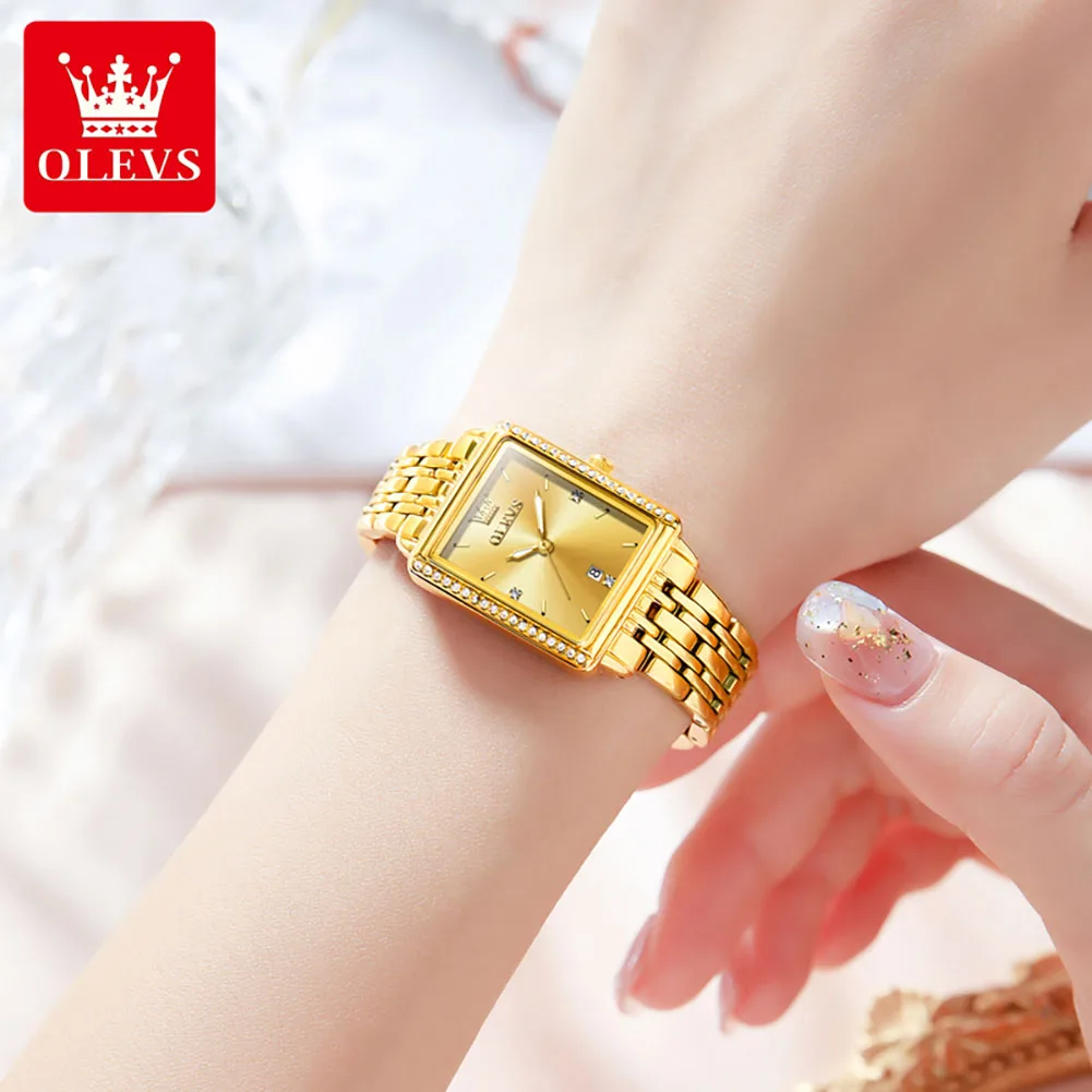 OLEVS 9995 Luxury Diamond Quartz Watch For Women Simple Dial Calendar Original Ladies Wristwatch Waterproof Luminous Dress Watch