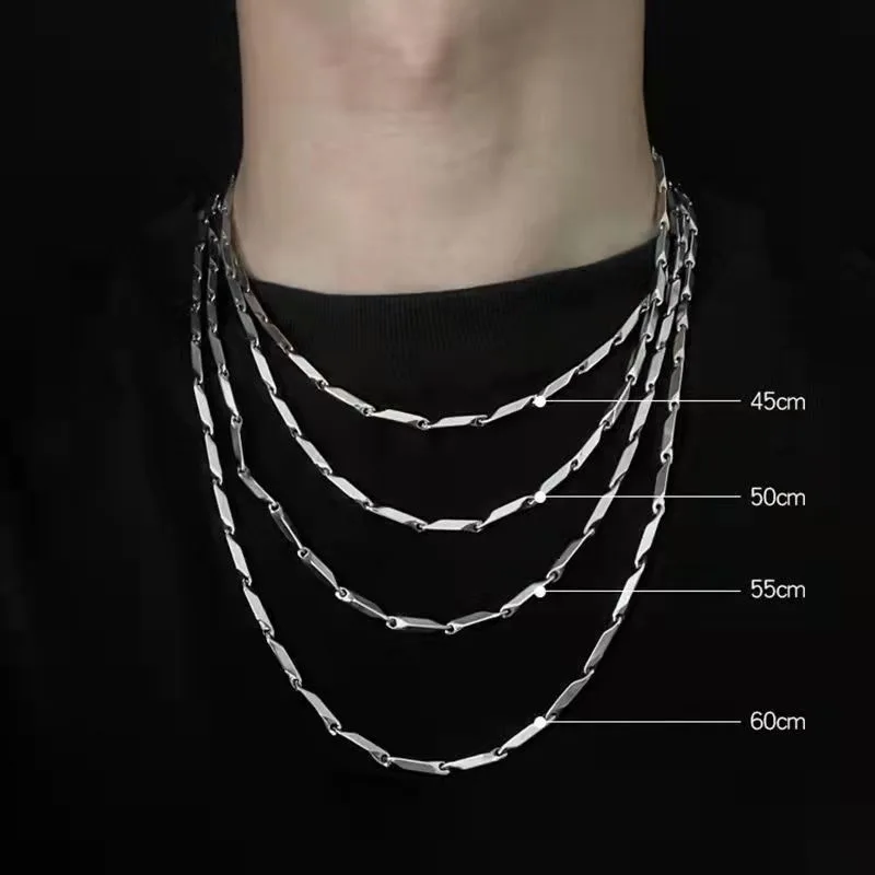 Hip-Hop 3mm Titanstahl-Kettenhalskette für Männer Vintage Edelstahl Bambus-Kettenhalskette Schmuckzubehör – Detail 3