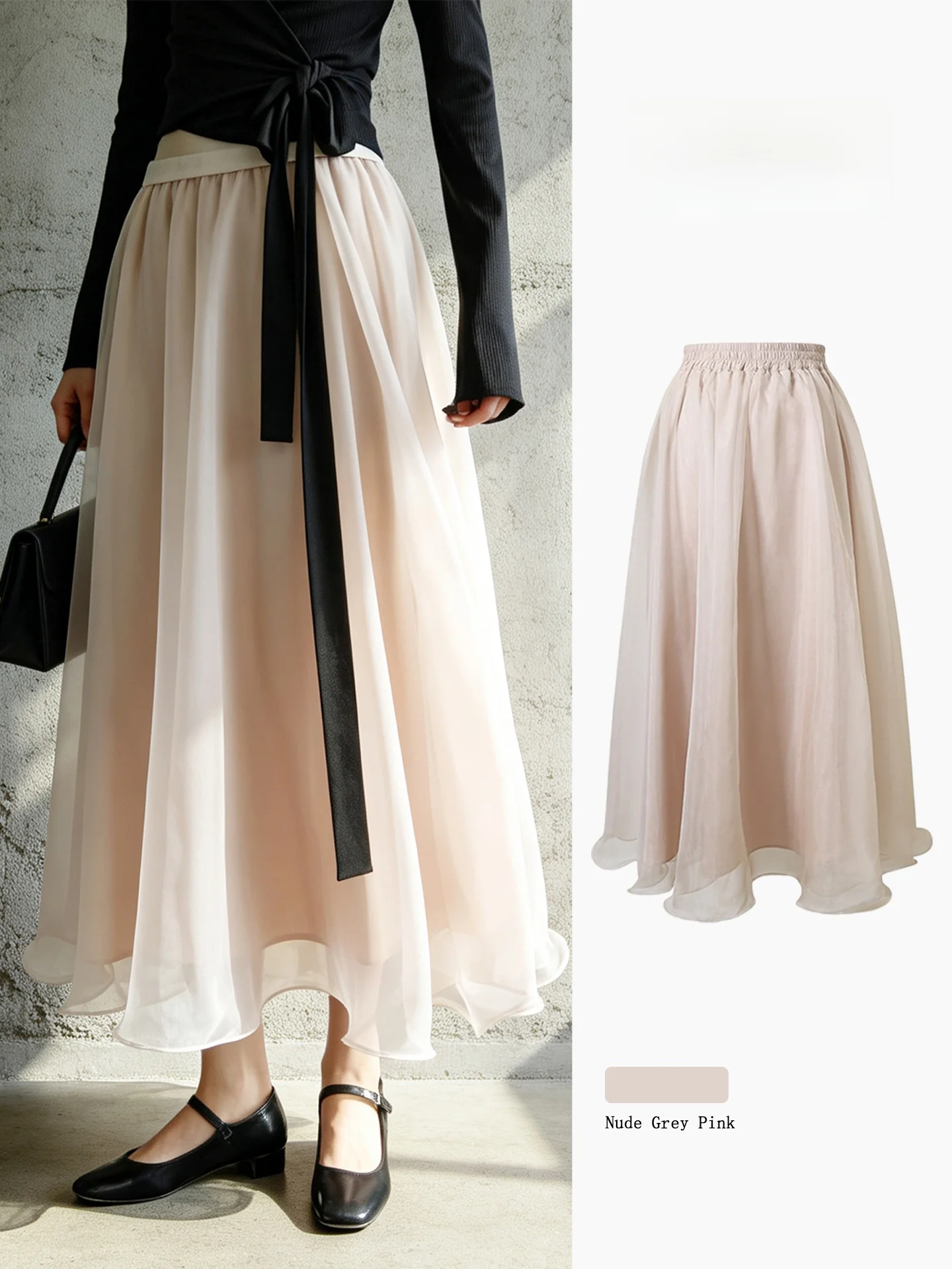 

Gentle Wind High Waist A-Line Skirt Women's Summer New Net Gown Sun Protection Fairy Atmosphere Long Skirts Polyester Fiber