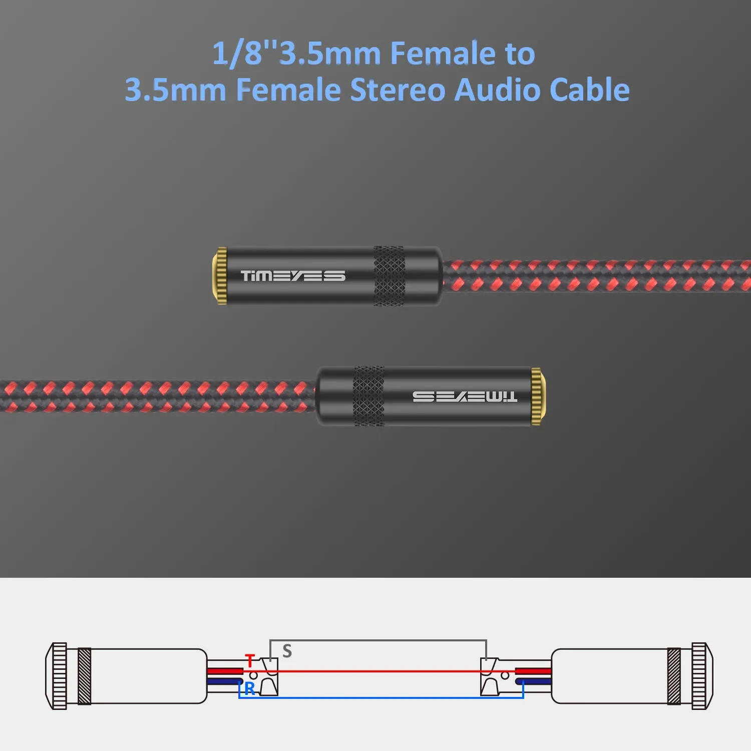 3.5mm Female To Female Adapter Cable 3-Pole TRS Female Connector AUX Extension Cable for Headphones Car Stereo Sound System Etc