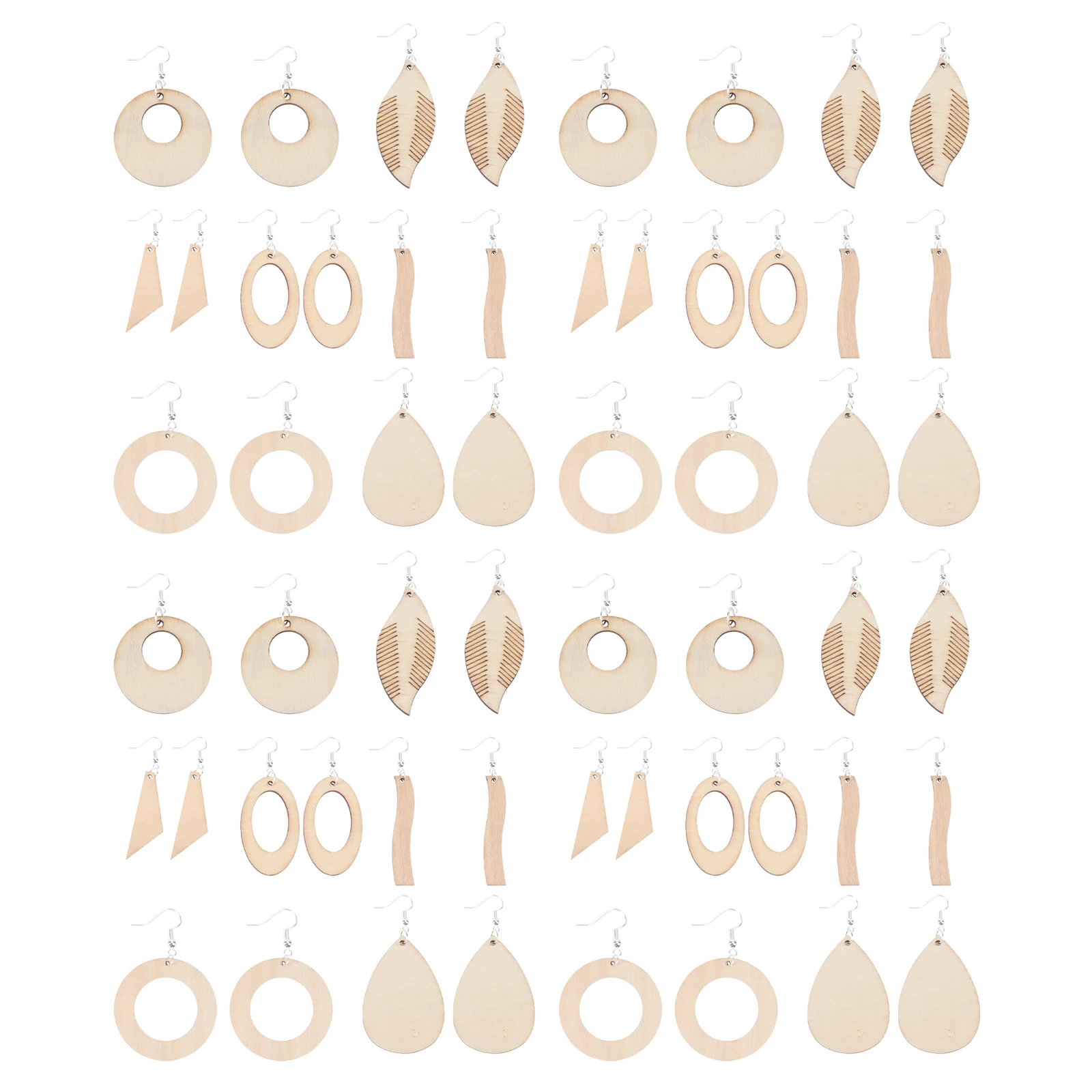 

70pcs Wood Earrings Hollow DIY Metal Pendant Unfinished Jewelry Making Craft Kits Gifts Handmade Sewing Accessories