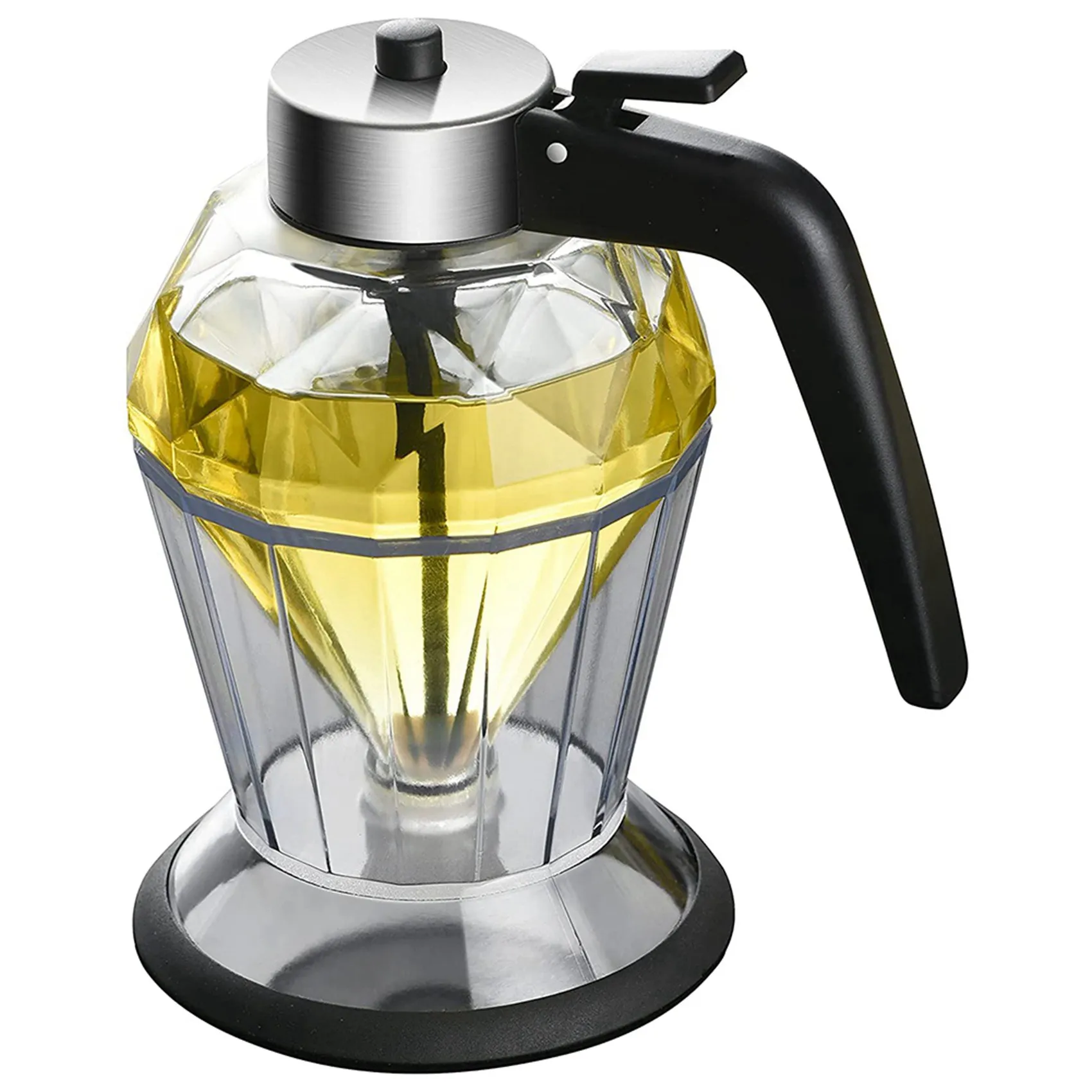 2X Olive Oil Dispenser Glass Bottle, Honey Jar Dispenser, Glass Cruet Bottle For Kitchen, Non-Drip Oil Pot With Stand-AT36