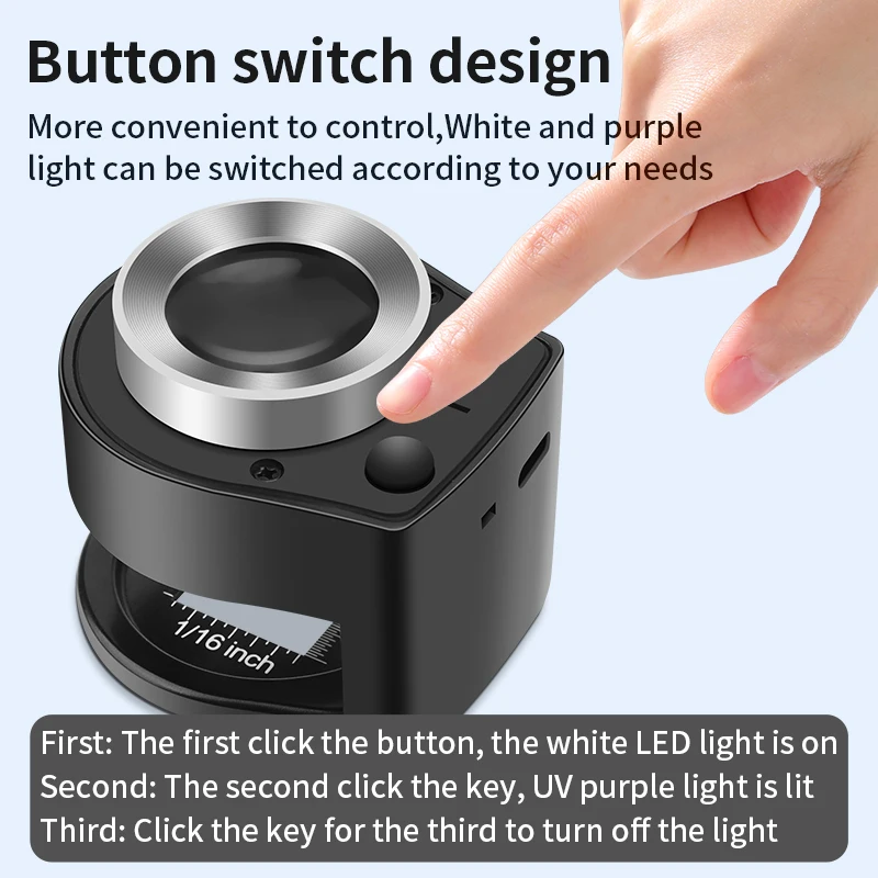 LUXIANZI 60x double layer Optical Magnifying Glass Money Stamps Jewelry Inspection Reading Loupe Type-C Portable Metal Magnifier