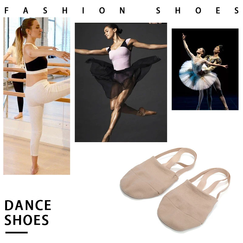 Girls Ballet Shoes knitting Women Dance Half foot shoes gymnastics Training Shoes Children Adult Belly Ballet Dance Shoes