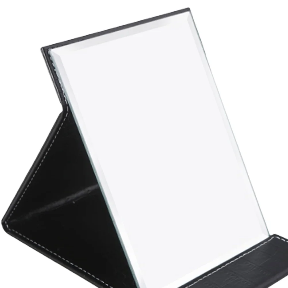 折りたたみ式化粧鏡 ポータブル ブラック Lサイズ 傷つきにくい PUガラス 旅行用 日常使用 ファッション