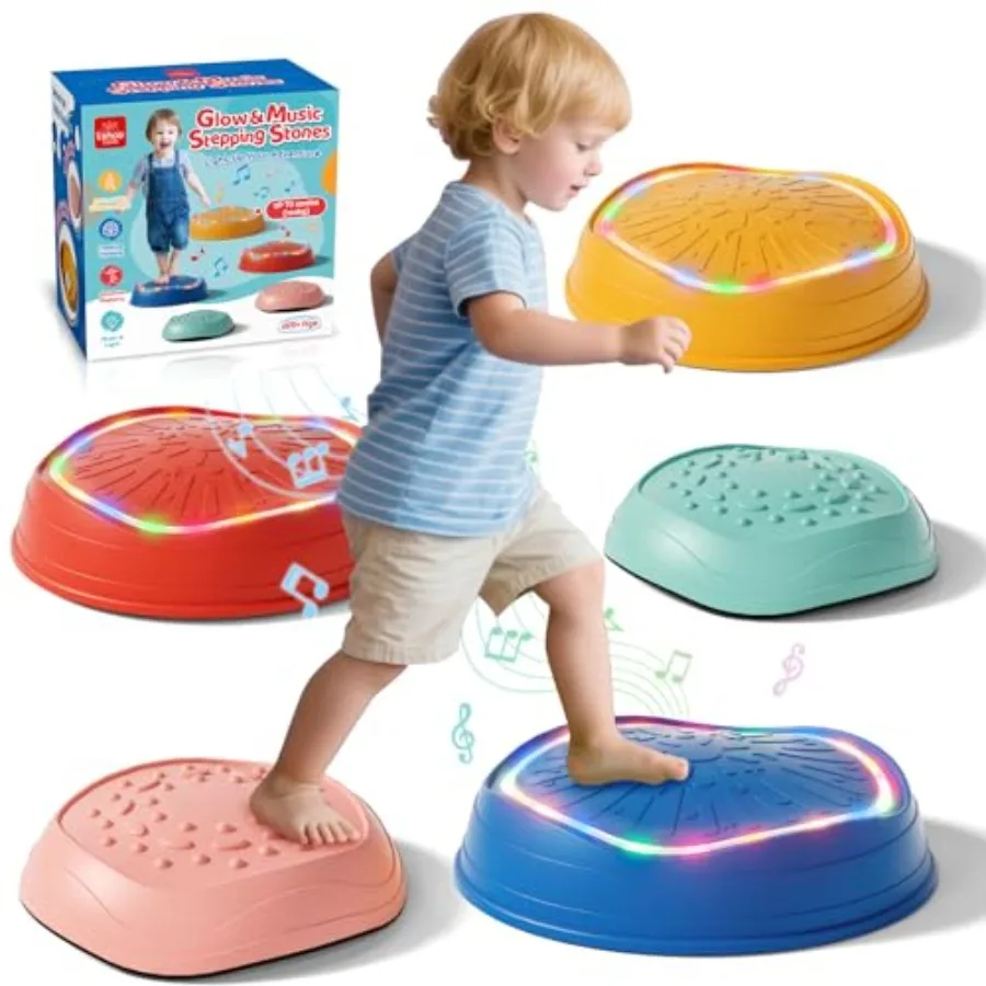 

Stepping Stones for,Non-Slip Toddler Stepping Stones, Indoor and Outdoor Sensory Toys for Toddlers 1-3, Balance Board Obstacle