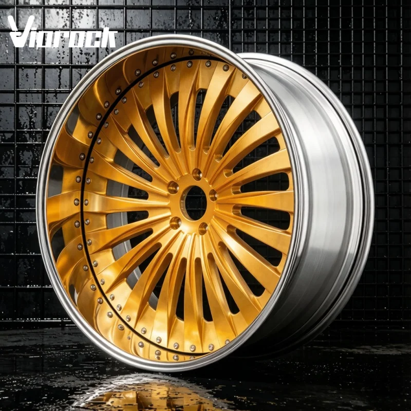 

Hot-selling Gold & Silver 2-Tone Forged Alloy 2-Piece Wheels 22 23 24 Inch Custom Deep Lip Rims Fit for Cadillac/Benz/BMW/Tesla