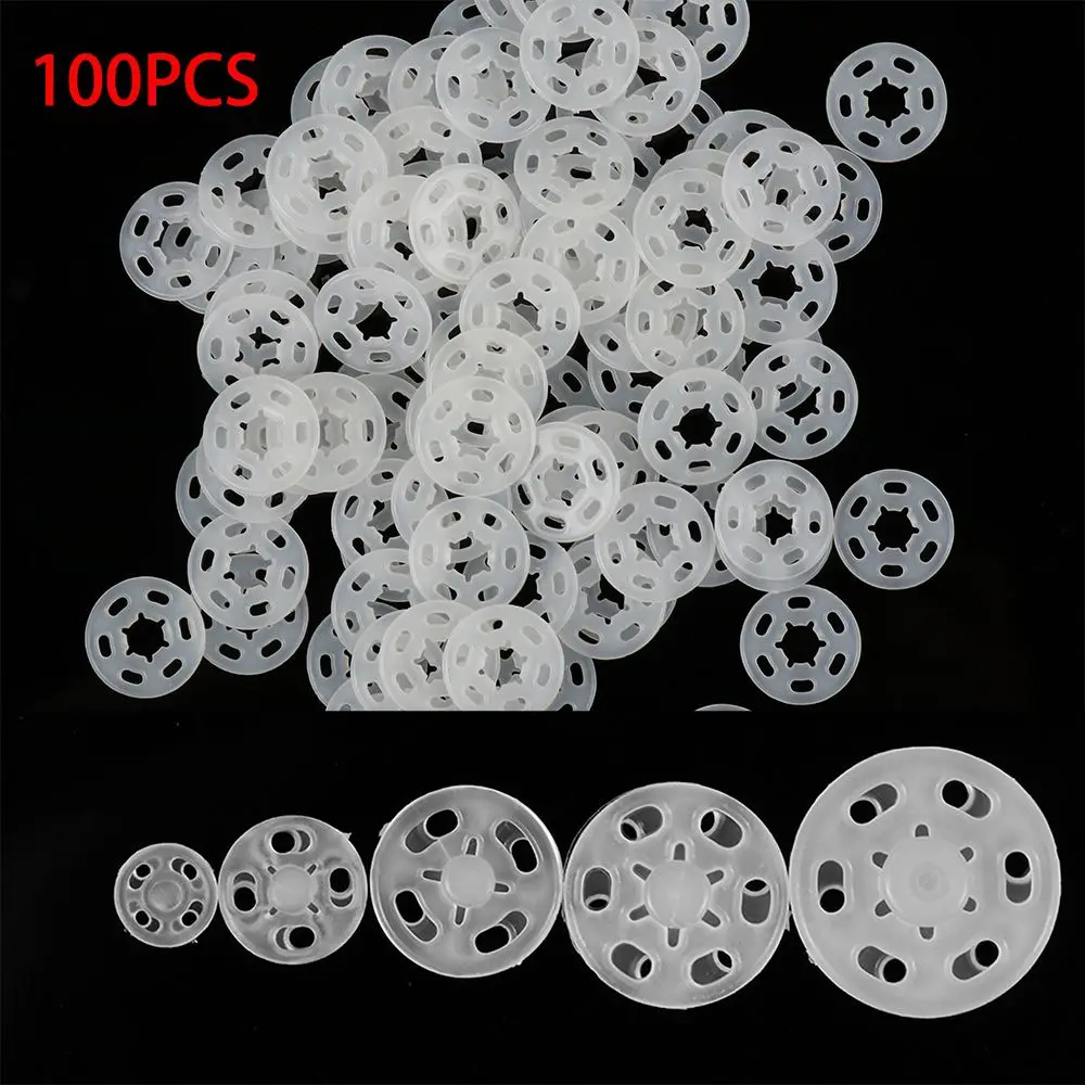 100Pcs Transparent  ABS Plastic Invisible Snap Fasteners Press Button DIY Handmade Crafts  Round Flatback Stud Sewing Accessory