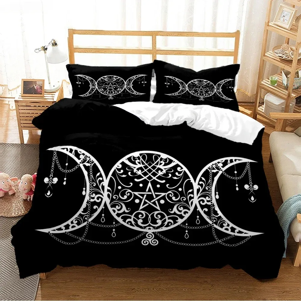 

Triple Moon and Pentagram Duvet Cover Comforter Bedding sets Soft Quilt Cover and Pillowcases for Teens Single Double Queen King