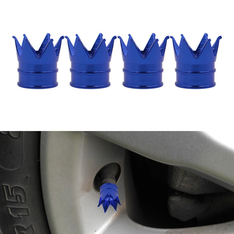 4Pcs Car Wheel Tire Valve Caps Crown Tyre Rim Stem Covers Airdust Waterproof Car Styling Auto Exterior Decoration Accessories