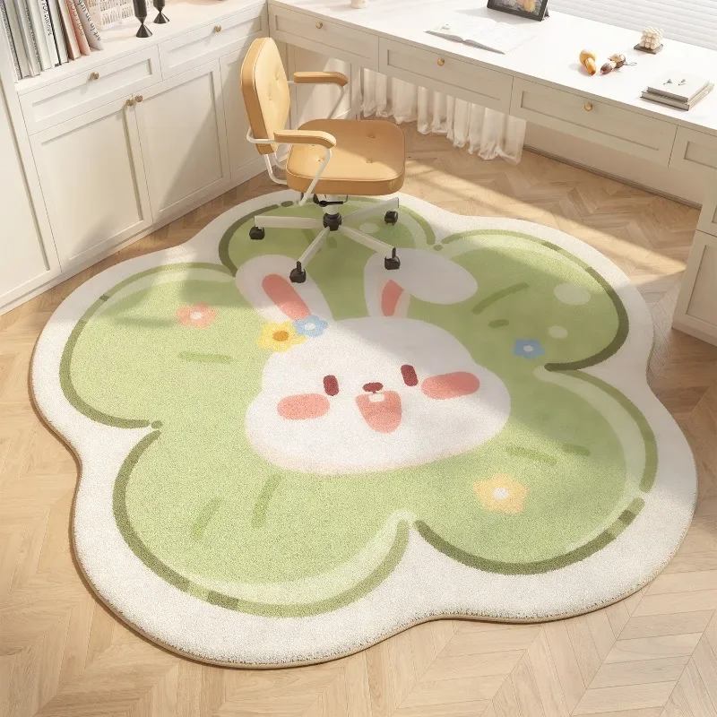 Cute Brown Bear Carpet Floral Shape Bedroom Decorative Rugs Special-shaped Soft Plush Study Dressing Table Chair Floor Mat Tapis