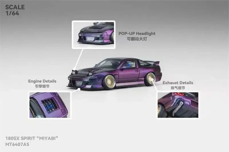 

Micro Turbo 1:64 2025GMHS 180SX Spirit Metallic Purple Chameleon Diecast Collector's Vehicle Model Car