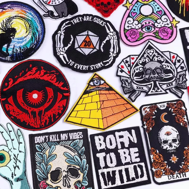 Punk Mystery Style Embroidery Patch Horror Skull Patch Jacket DIY Iron On Patches For Clothing thermoadhesive Patches On Clothes