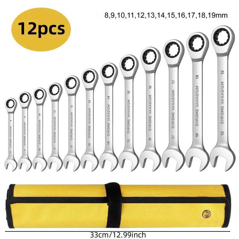 Yellow Cloth Bag Fixed Head Wrench Wrench Set Wrench Kit Hand Tools Auto Repair Tools