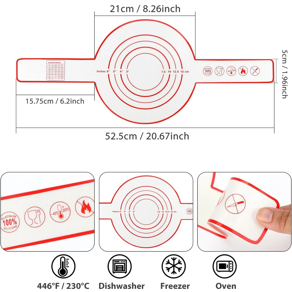 Élingue à pain en silicone | Tapis de cuisson à pain au levain avec longue poignée | Tapis de cuisson en silicone pour four hollandais, tapis de cuisson antiadhésif pour