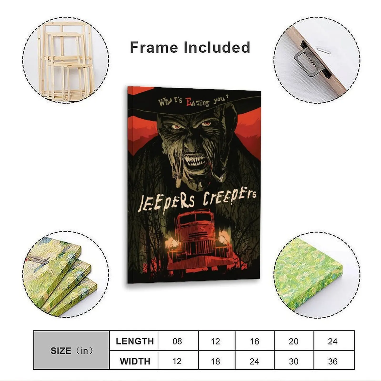 Classic Movie Jeepers Creepers Poster Vintage Horror Film Canvas Wall Art Posters Painting Decoration for Home Bedroom Dorm Bathroom Decor Gift - view 3