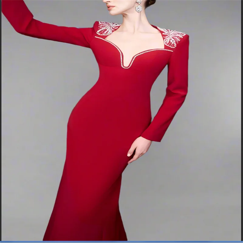 Formal Long one-piece Dress Gown Red Evening Dresses for Events Luxury Party Dress Elegant Evening Dresses 2025 Customized
