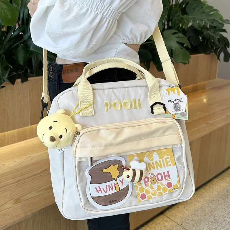 Disney 2023 New Original Winnie The Pooh Kawaii Bee Bear Large-capacity One Shoulder Bag Cartoon Portable Backpack Girls Gifts