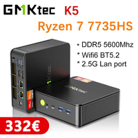 GMKtec-MINI PC K5, Ryzen 7 7735HS, Windows 11, DDR5, 16GB/32GB,   Nvme, SSD, WIFI6, BT5.2, USB 4,0,